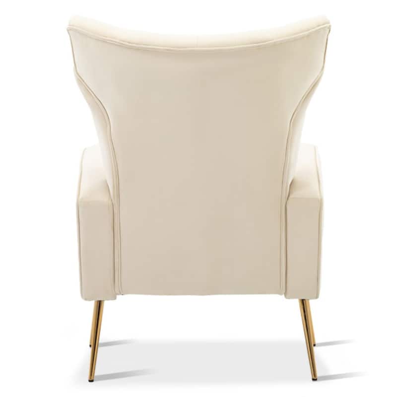 Velvet Accent Chair, Wingback Arm Chair with Gold Legs, Upholstered Single Sofa for Living Room Bedroom