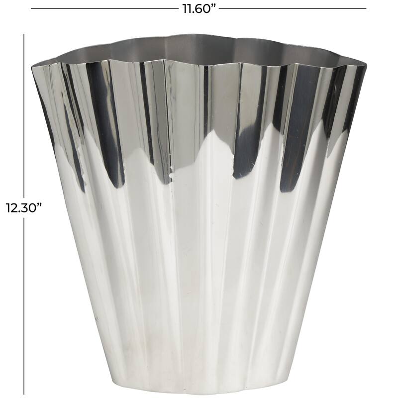 Stainless Steel Metal Decorative Vase with Zig Zag Edging - Silver - Roche River Decor