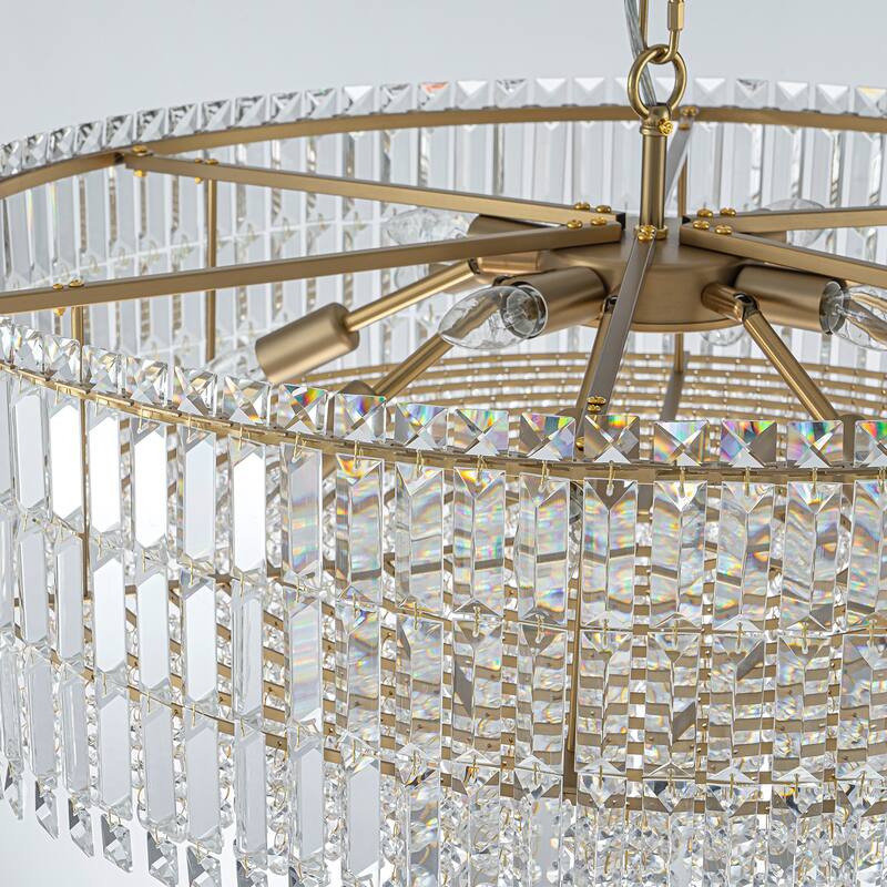 12-Lights Modern Drum Glam Dimmable Crystal Chandelier Round Kitchen Island Light - W31.5"