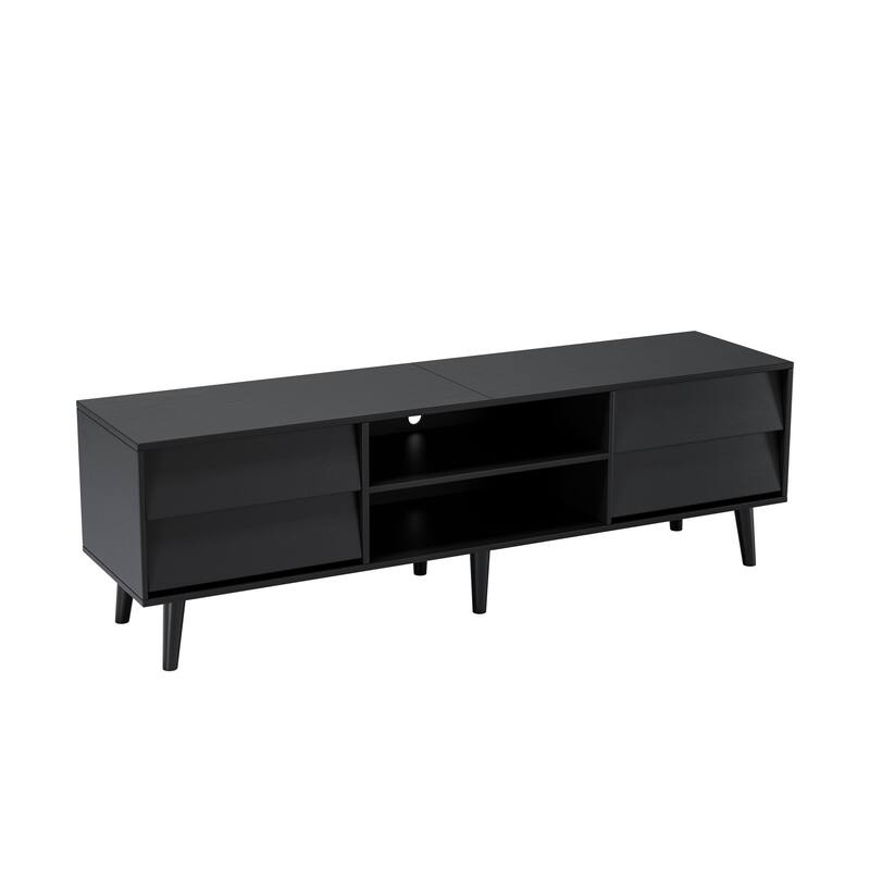 Bevel Design Wood TV Stand with Drawers, Entertainment Center for Living Room