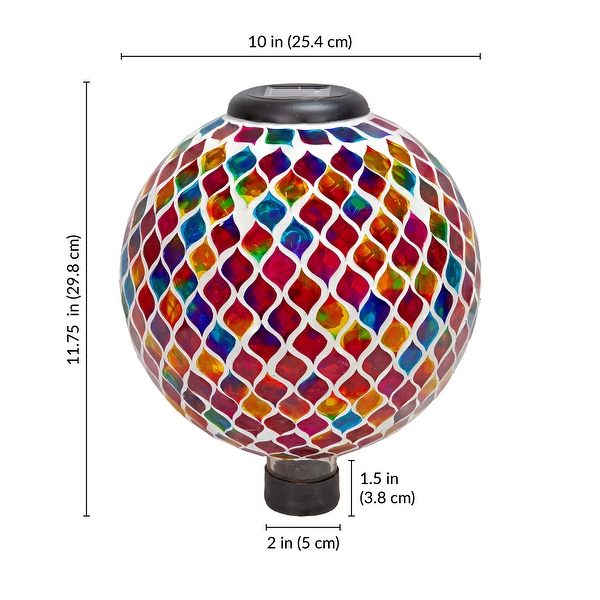 Cool Blooms Outdoor Glass Mosaic Gazing Globe with Solar