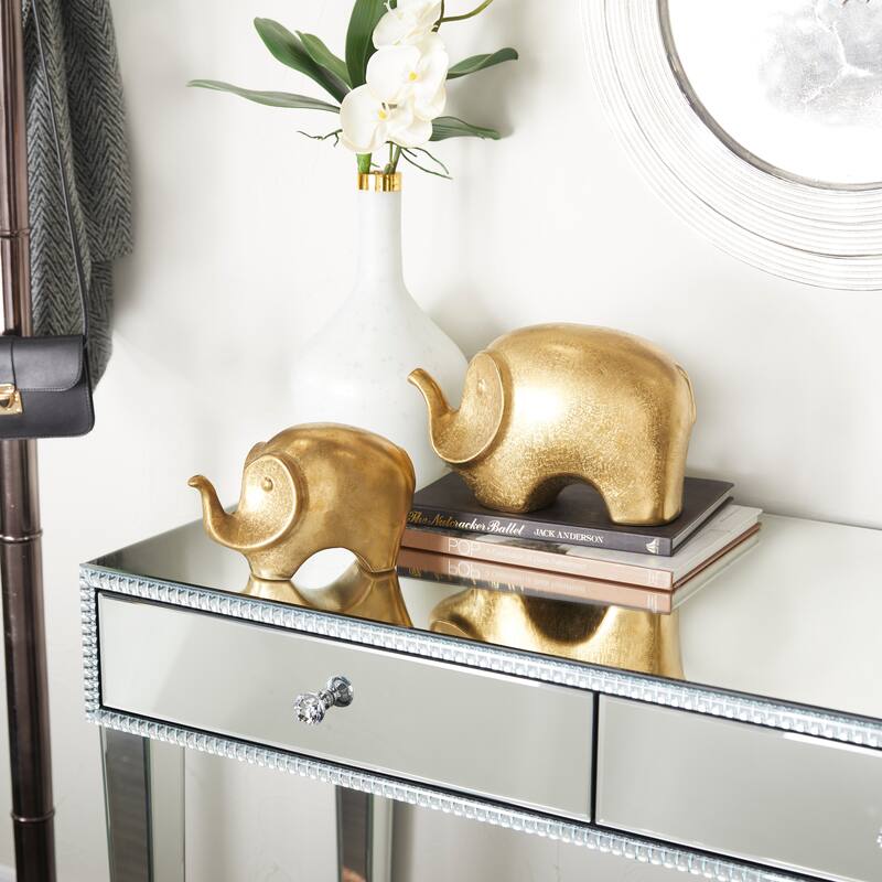 Stoneware Contemporary Sculpture - 7", 6"H - Gold