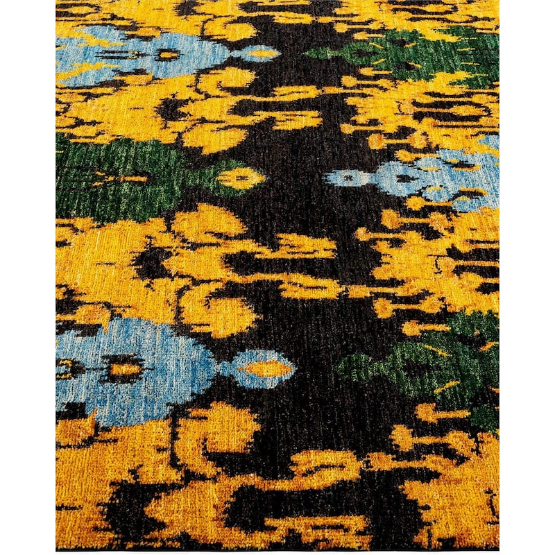 Overton Hand Knotted Wool Vintage Inspired Modern Contemporary Modern Yellow Area Rug - 5' 2" x 8' 2"