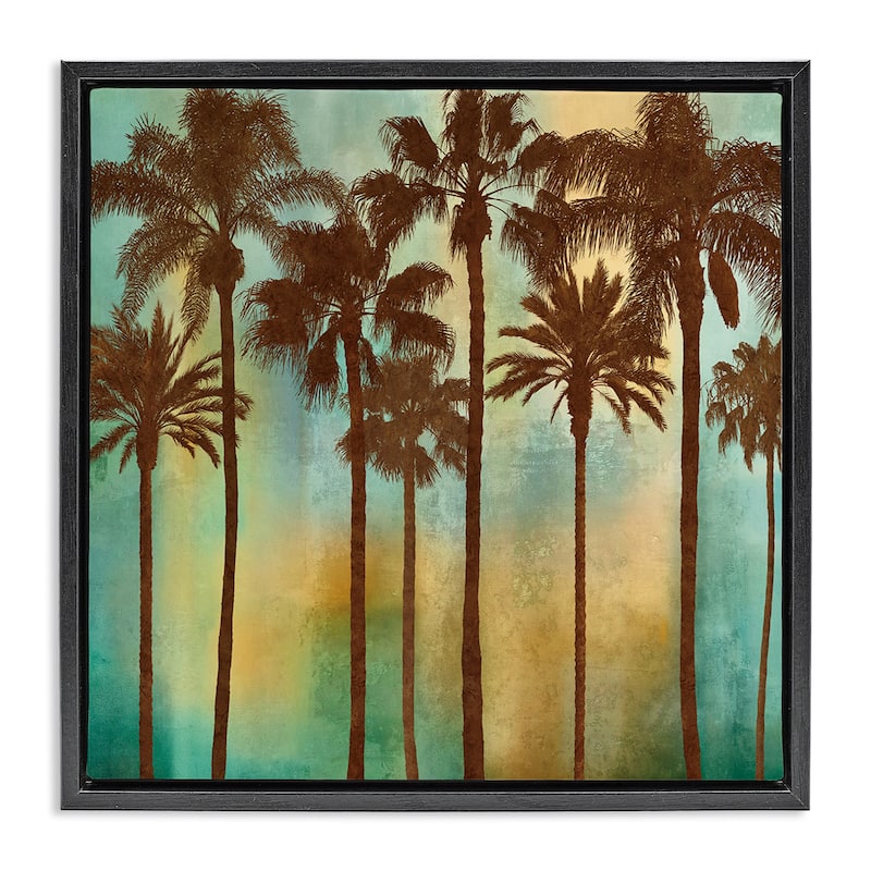Stupell Looming Palms on Gradient Framed Floater Canvas Wall Art Design By John Seba - 25 x 25 - Black