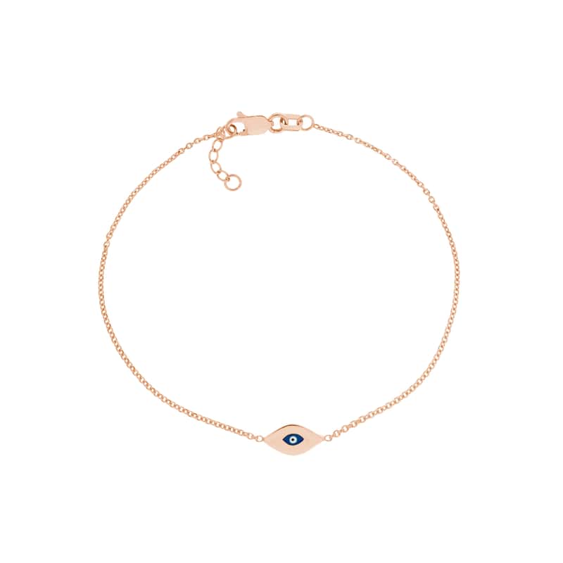 Marquee Jewels 14K Solid Rose Gold Mini Evil Eye Bracelet