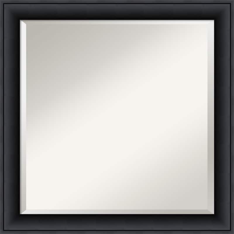 Beveled Wood Wall Mirror - Nero Black Frame - Outer Size: 23 x 23 in