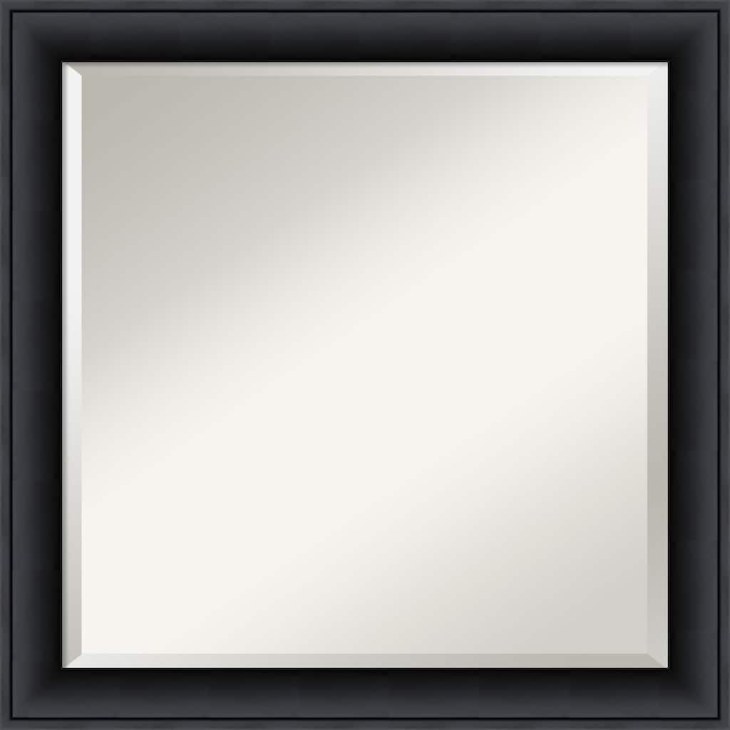 Beveled Wood Wall Mirror - Nero Black Frame - Outer Size: 23 x 23 in