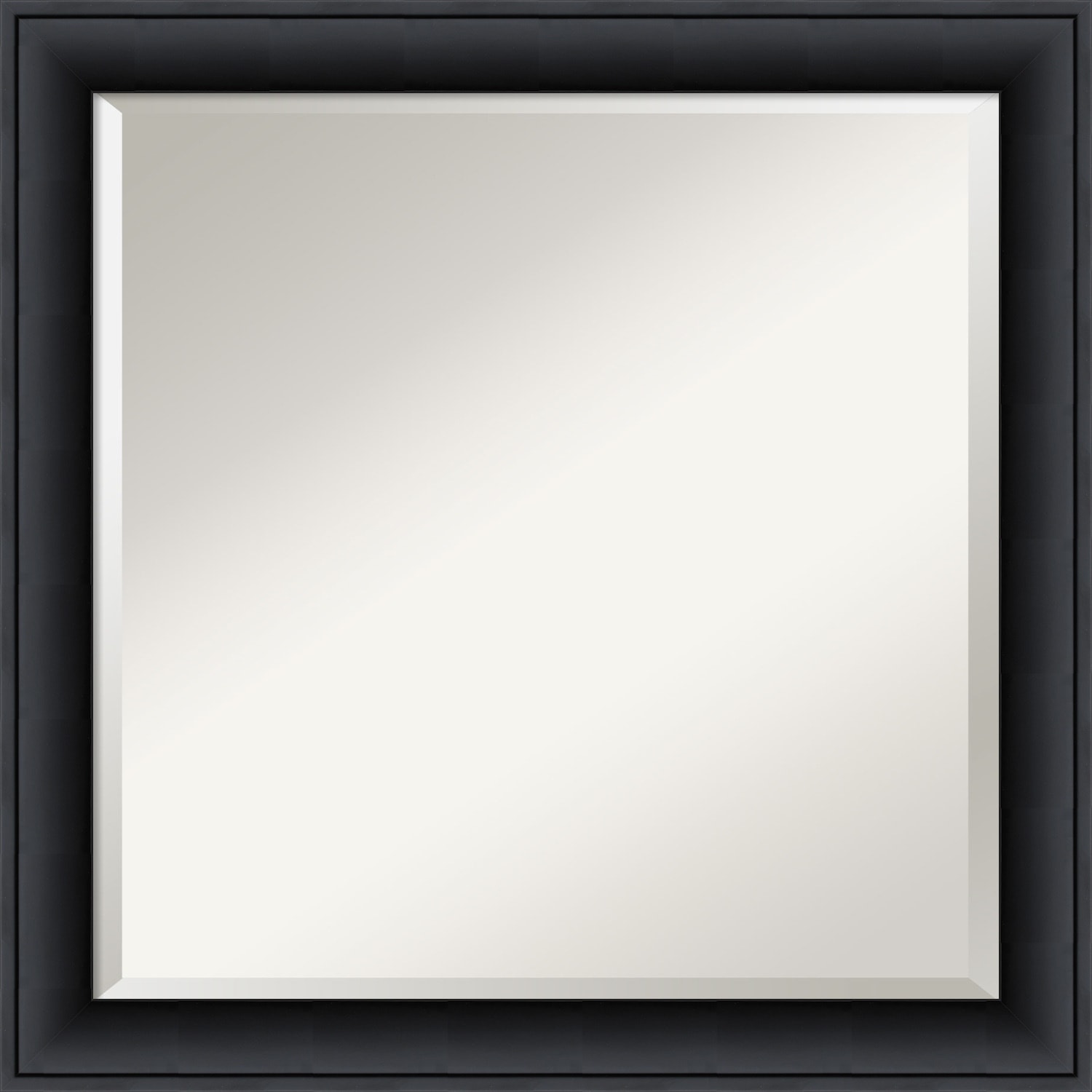 Beveled Wood Wall Mirror - Nero Black Frame - Outer Size: 23 x 23 in