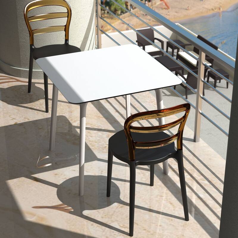 31.5" White Patio Outdoor Square Dining Table