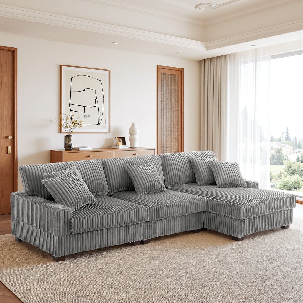 UIXE Upholstered Plush Velvet L Shaped Couch Modular Sofa