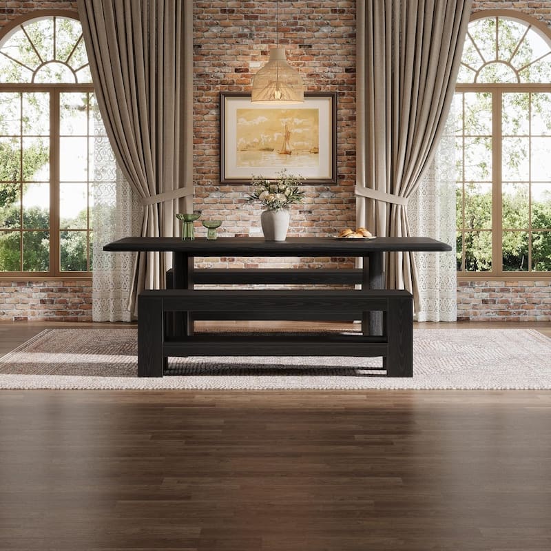 59" Dining Bench with Storage Shelf, Entryway Bench for Dining Room, Bedroom, Kitchen, End of Bed