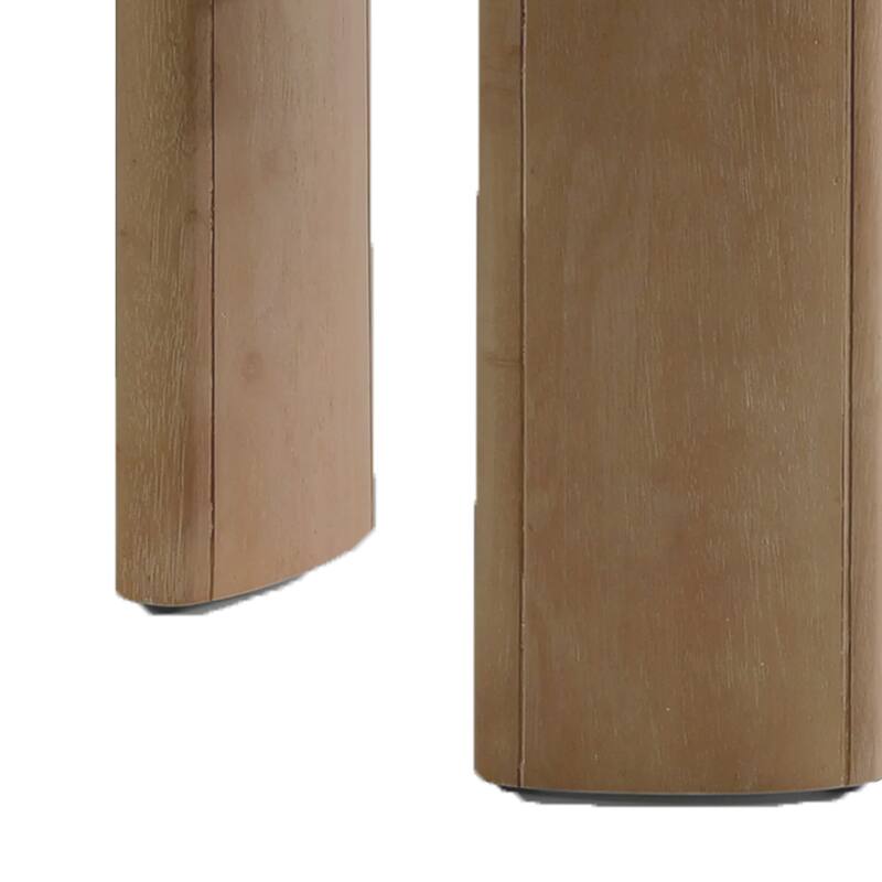 Timore End Table, Round 20 Inch Oak Brown Wood Top, Plinth Base