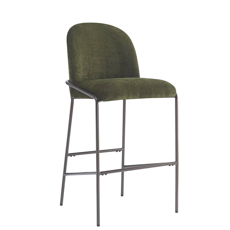 Roomfitters Galen Indoor Metal Upholstered Barstools with Antique Bronze Frame, Fabric Set of 2 - Set of 2