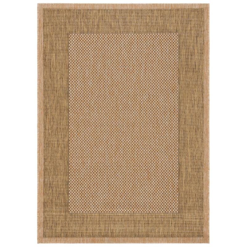 SAFAVIEH Courtyard Gwenneth Indoor/Outdoor Waterproof Patio Backyard Rug - 4' x 5'7" - Natural/Gold