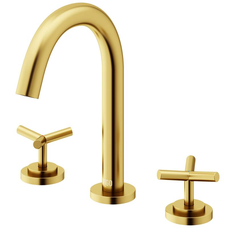 VIGO Jewel 9" H 2-Handle Widespread Bathroom Faucet - Matte Brushed Gold