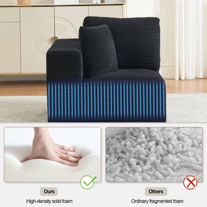Couch Modular Sectional Sofa with Plush Corduroy No Assembly Required