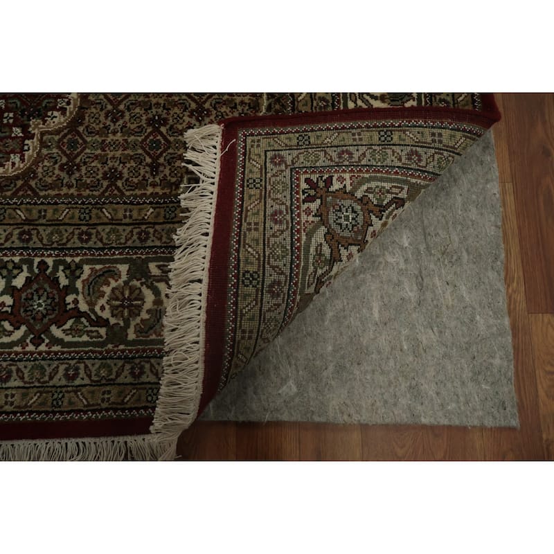 Hand Knotted Oriental 100% Wool Carpet Traditional Floral Red Tabriz-Mahi Area Rug - 9' 2'' X 5' 9''