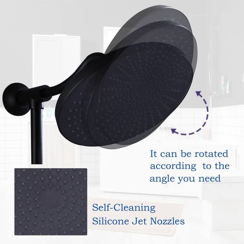 Modland High Pressure 5-Way 10'' Rain Shower Head Black with Handheld Shower Slide Bar