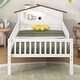 preview thumbnail 2 of 12, Twin Size Wood Platform Bed with House-Shaped Headboard, Built-in LED Lighting, and Storage