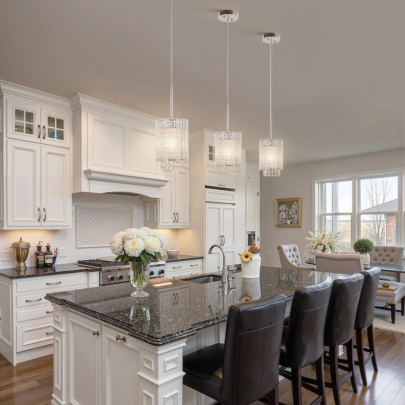 YANSUN 3-Pack Twisted Aluminum Pendant Lights, White Chrome Finish
