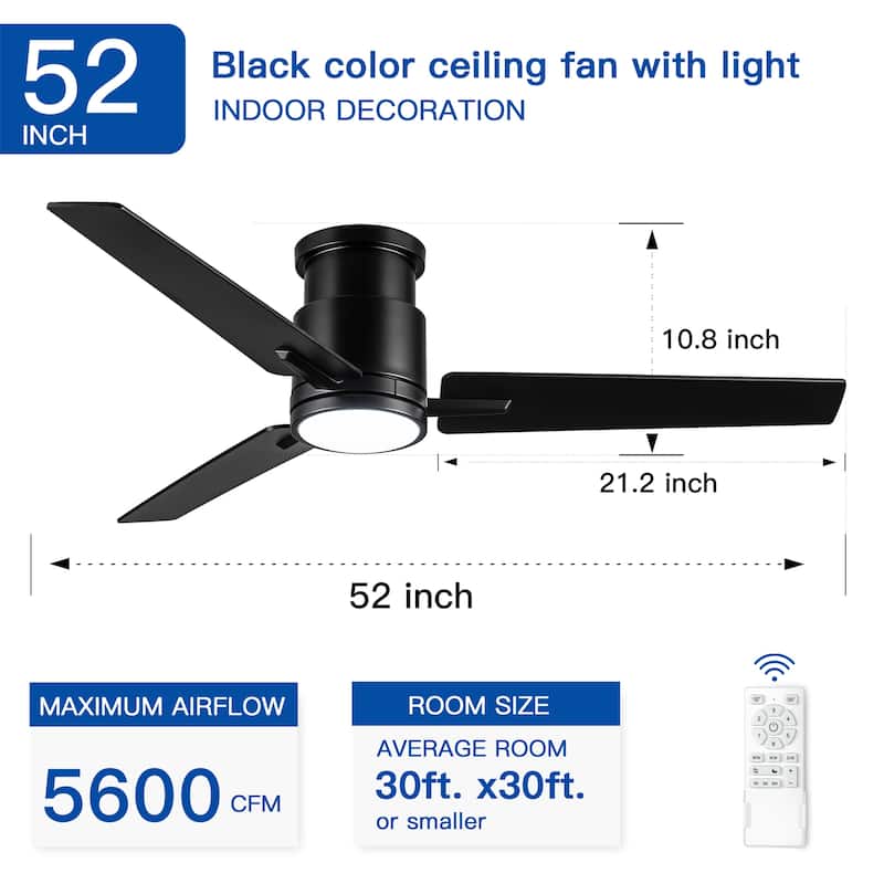 52" Lowe Profile Ceiling Fan with Light