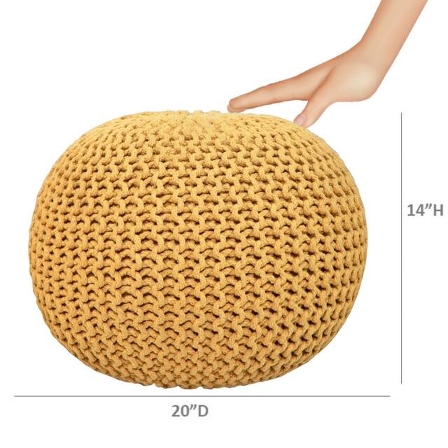 AANNY Designs Lychee Knitted Cotton Round Pouf Ottoman