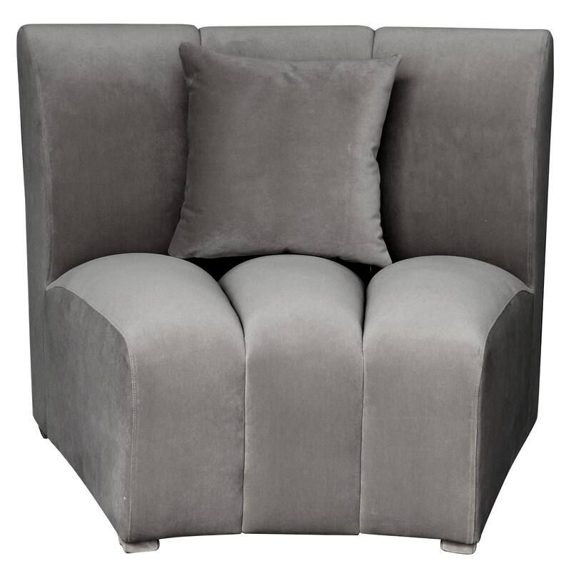 Harp & Finial Killebrew - Armless Sectional Sofa Chair - Grey, Grey Velvet, Natural Wood