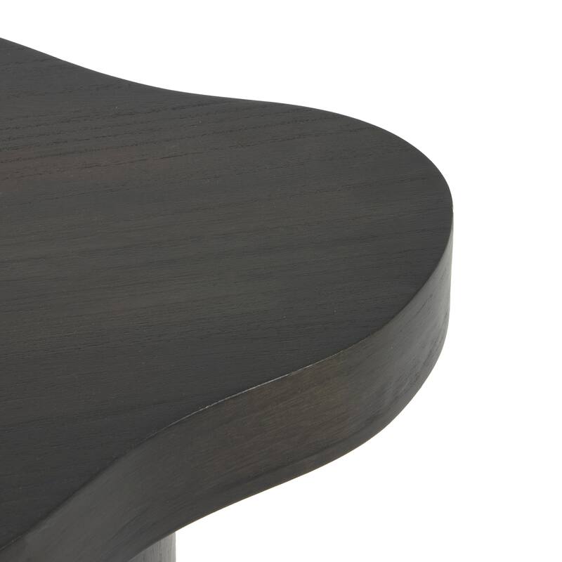 Black or Brown Wood Pedestal Side End Accent Table with Rounded Square Top