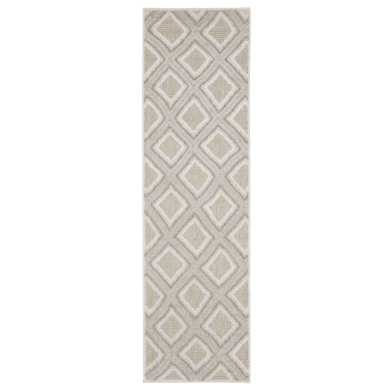 Style Haven Thassos Textured Diamonds Grey/ Beige Mixed Pile Area Rug - 2' 3" x 7' 6" - Runner