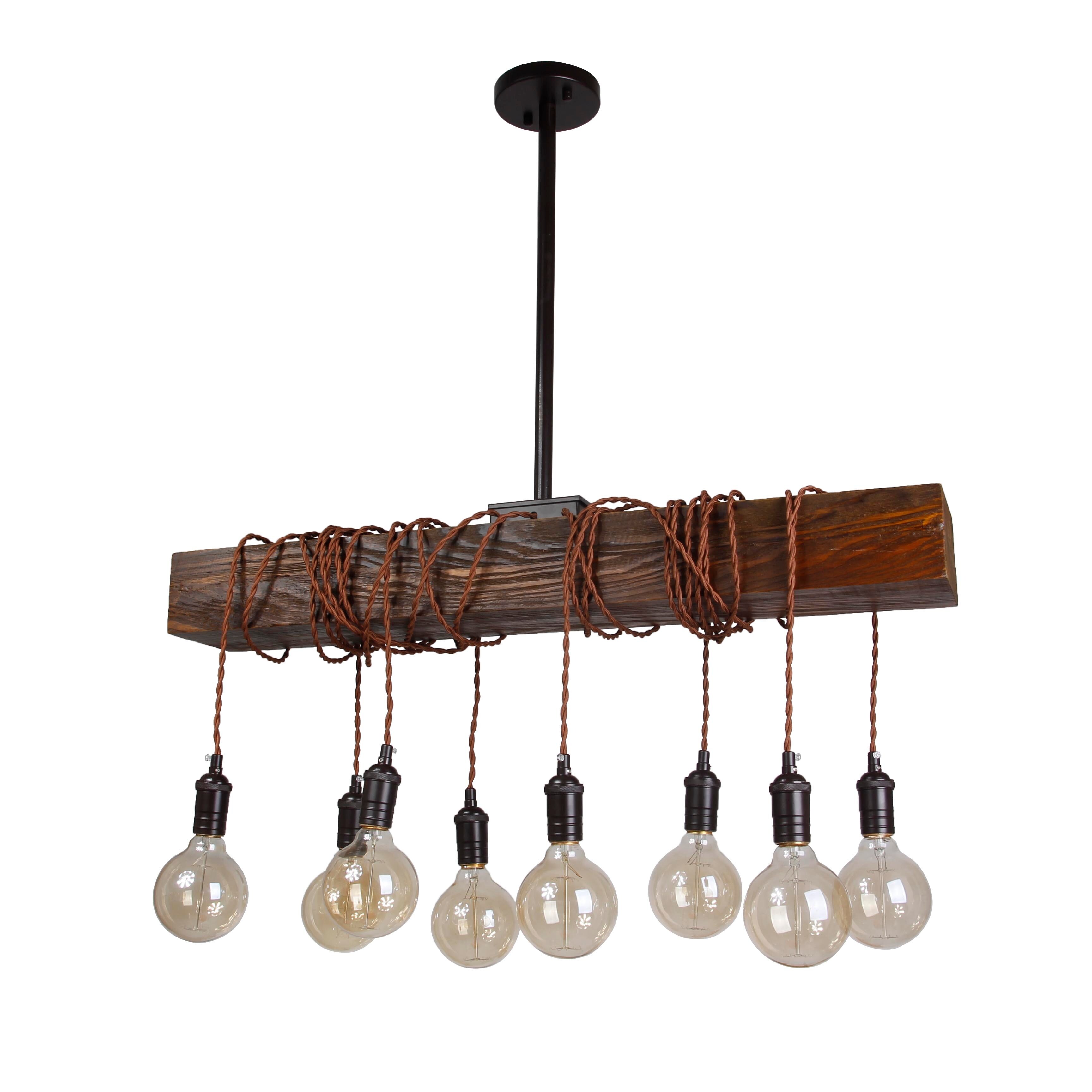 Farmhouse 8 Light Distressed Wood Beam Chandelier Overstock 19427716