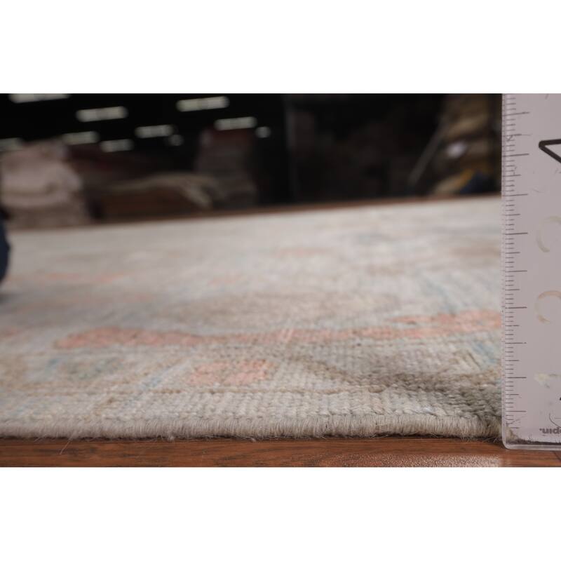 Light Blue Turkish Oushak Vegetable Dye Area Rug Handmade Wool Carpet - 8'2"x 9'10"