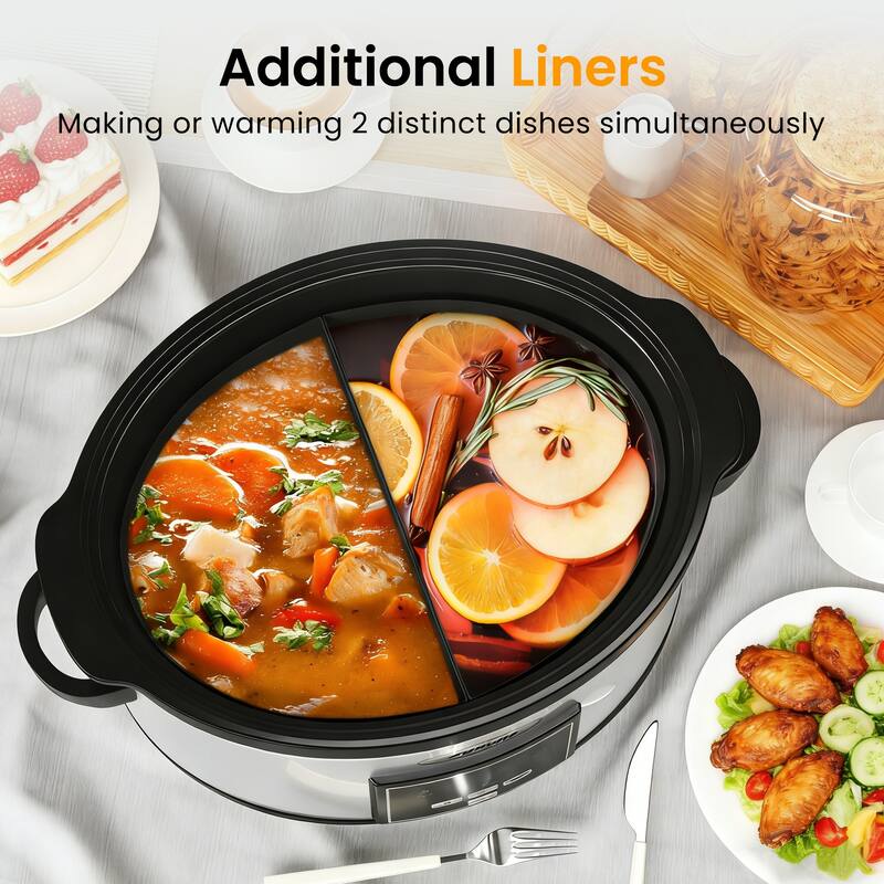 2 in 1 Silicone Slow Cooker Liners Fit for Crock Pots 6 Quart