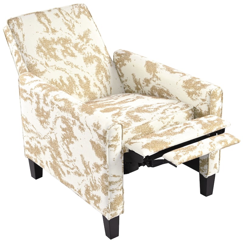 Recliner Chair with Adjustable Push-Back Mechanism, Armchair with Wood Legs, Deep Seating Lounge Chaise Chair