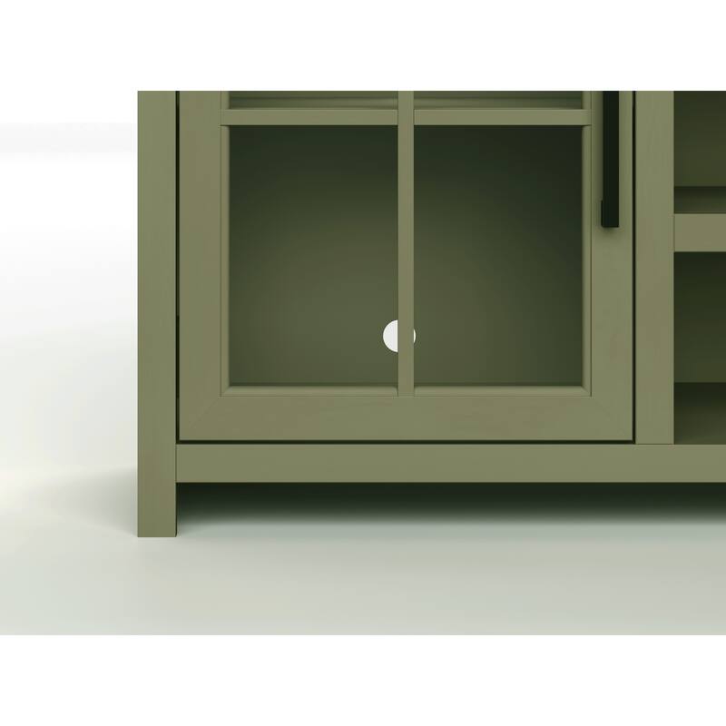 Bridgevine Home Modern Farmhouse 67 inch TV Stand Console for TVs up to 80 inches, No Assembly Required, Two-Tone Finish