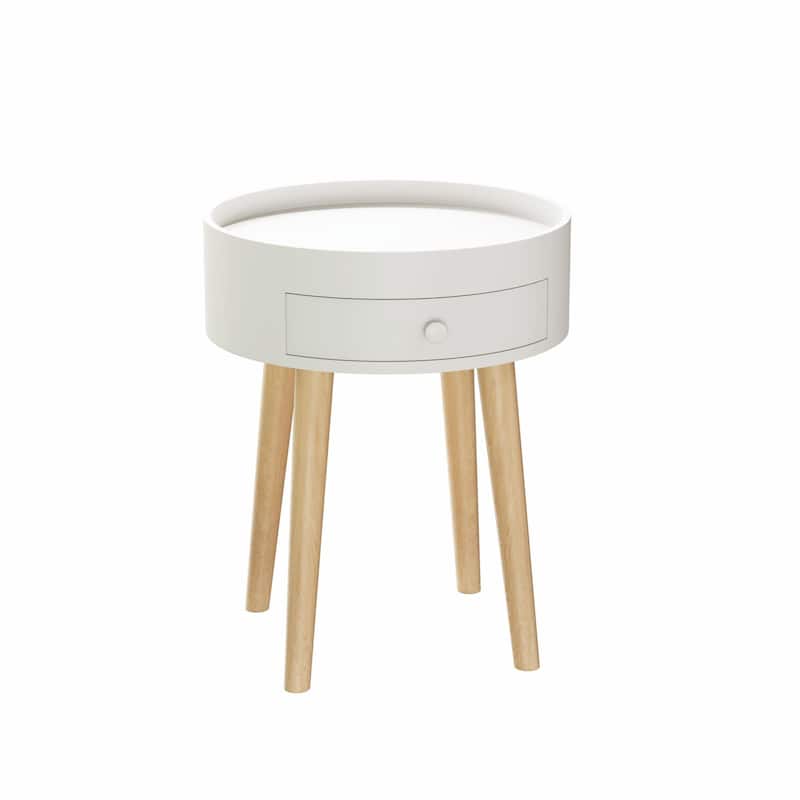 15" Round Storage Drawer Bedside Table