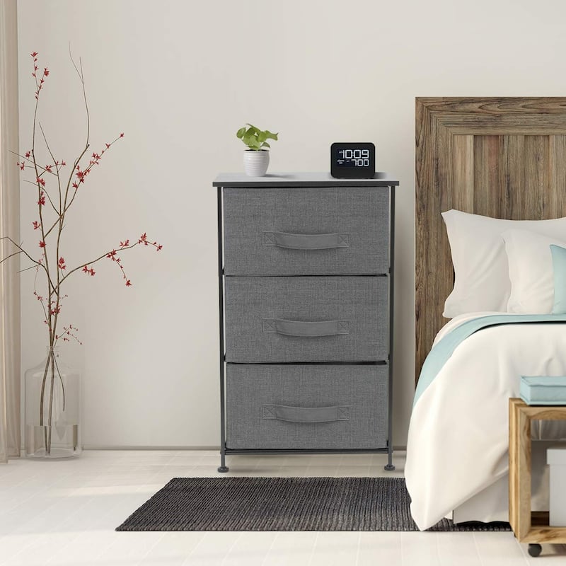 Nightstand w/ 3 Drawers Bedside Furniture & End Table Storage Tower