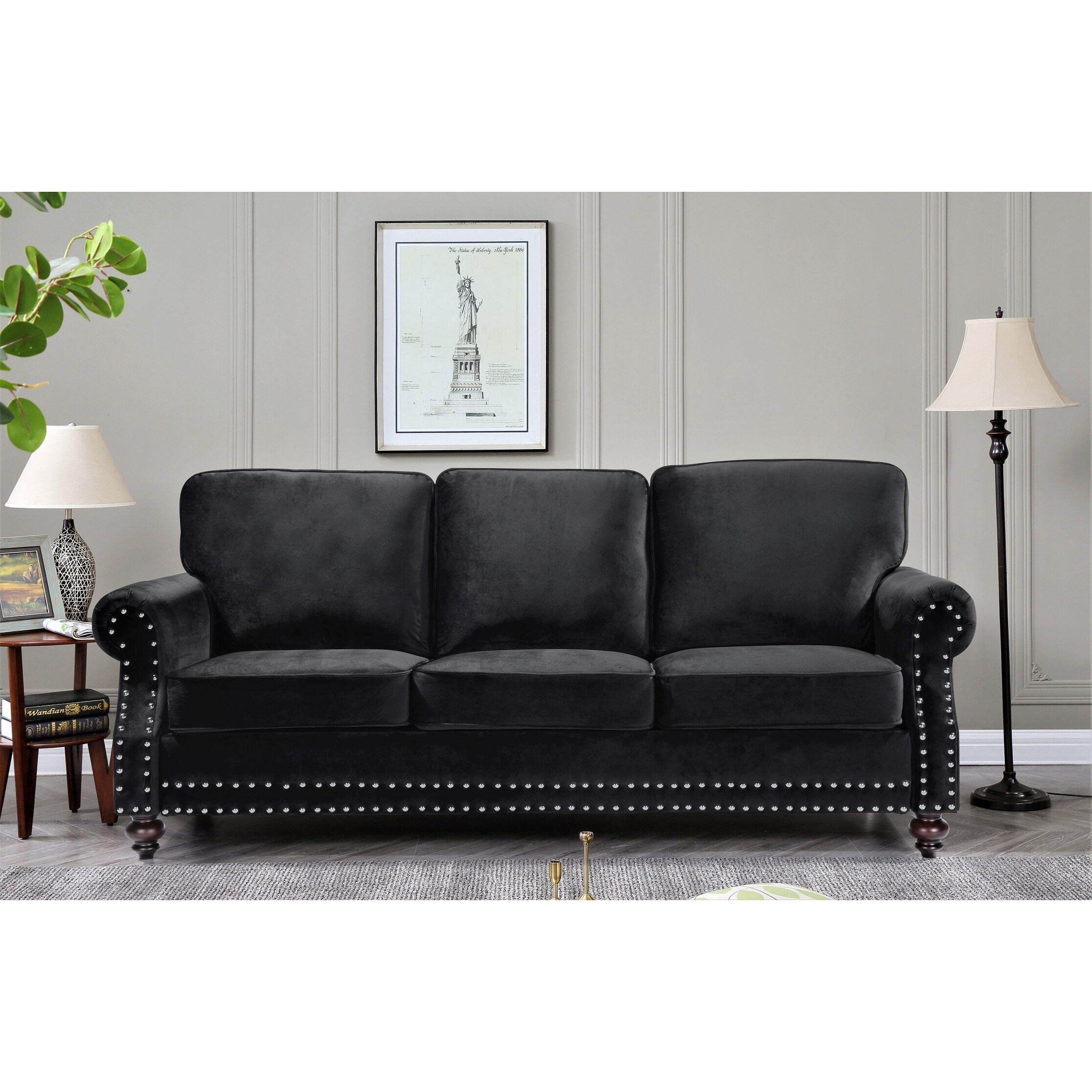 Black nailhead shop sofa