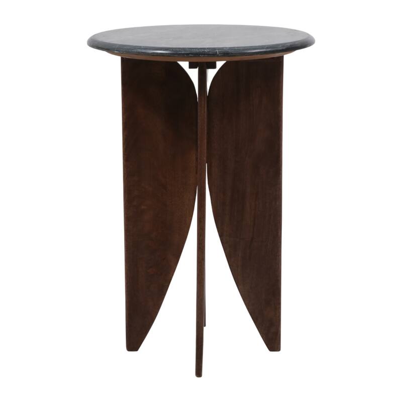 Contemporary Round Pedestal Stone Top Accent Table - 24"