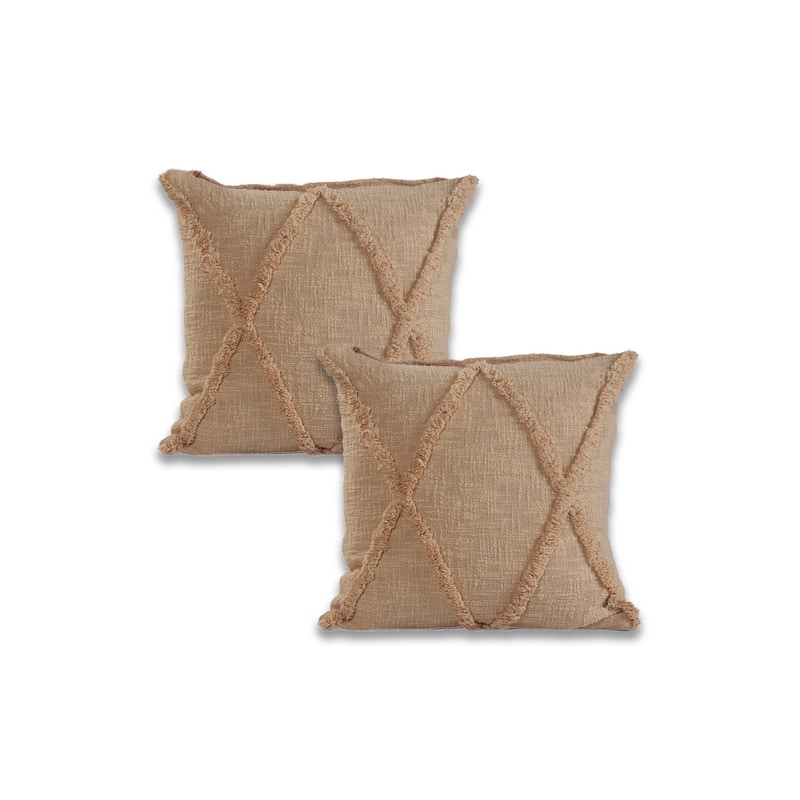 Sevita Shorline Natural Cotton Square Throw Pillow, Set of 2 or 4