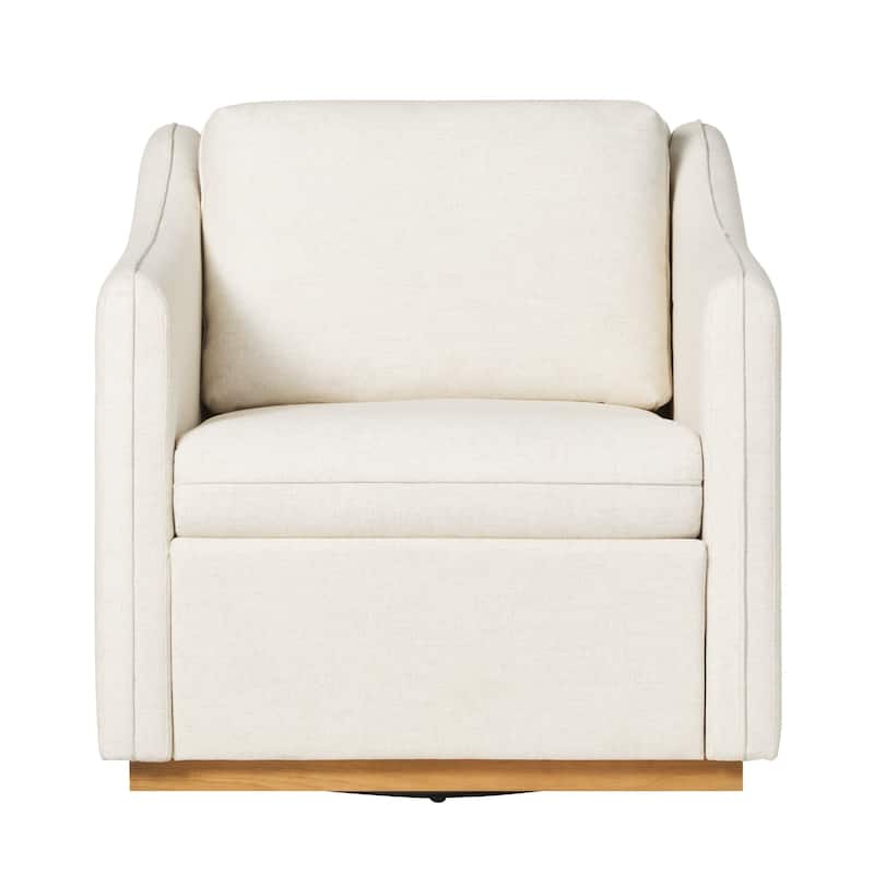 Walker Edison Modern Farmhouse Upholstered Linen Swivel Armchair