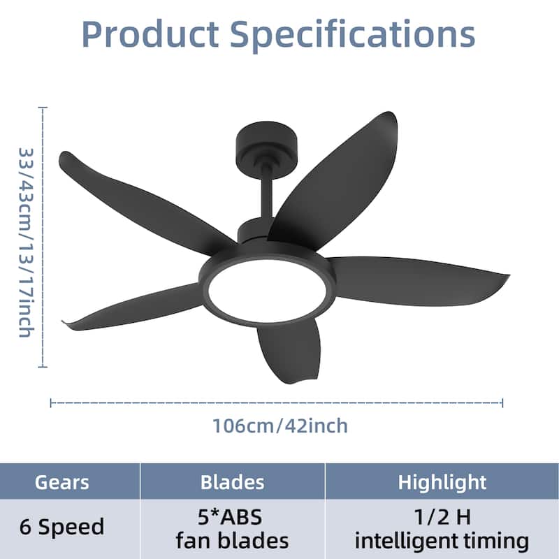 42-inch Eye-Protecting Light Source Walnut-Coloured Fan Blades High Airflow Plug-and-Play Fan Blades ABS Ceiling Fan Light