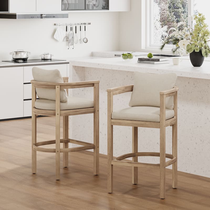 Christopher Knight Home - Lyona Acacia Wood Outdoor Bar Stool (Set of 2)