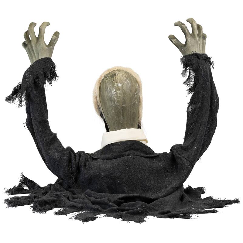 LED Lighted and Animated Zombie Halloween Decoration - 19" - White Lights