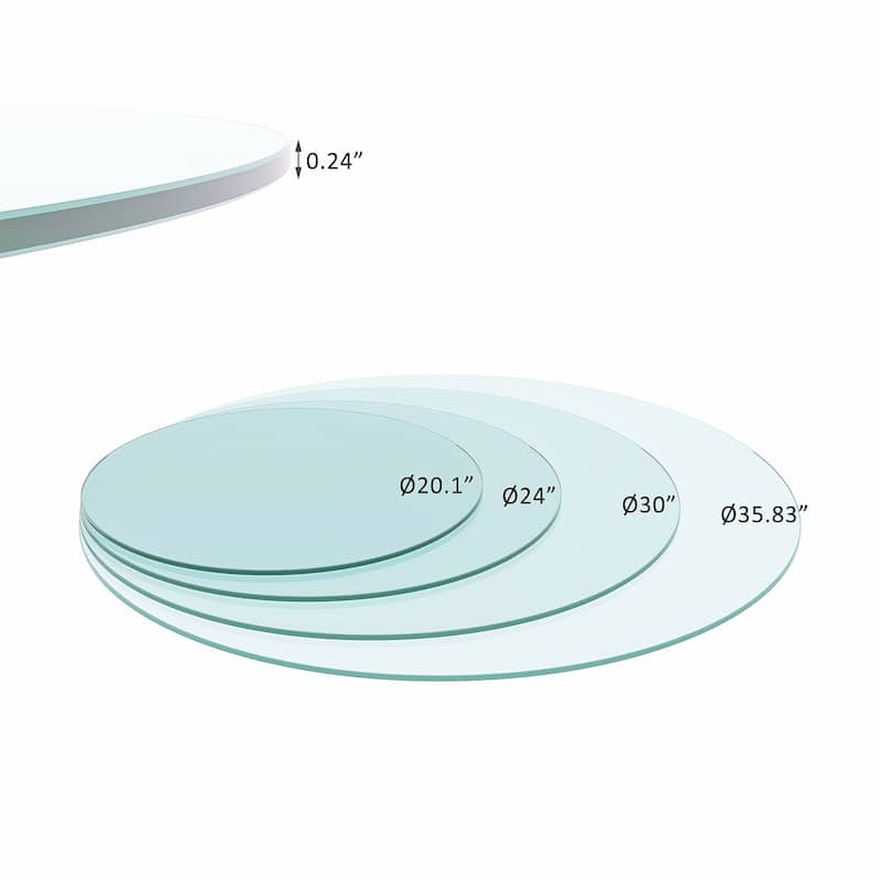 Round Tempered Glass Table Top Beveled Polished Edge (Only Table Top