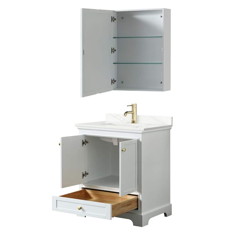 Deborah 30-inch Single Vanity, Quartz Top, Medicine Cabinet