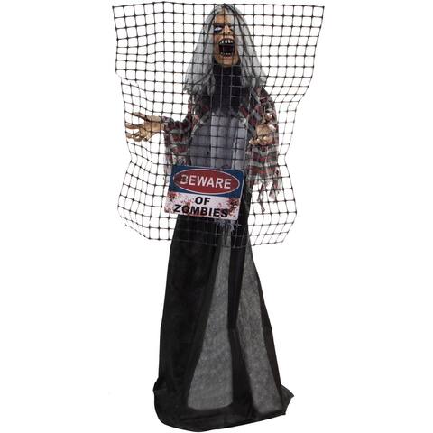 Haunted Hill Farm 5-Ft. Break-Thru Barry the Animated Electrified Zombie, Indoor or Covered Outdoor Decoration