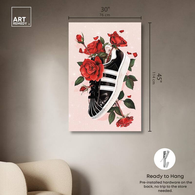 Sporty Sneaker Flowers Canvas by Art Remedy, Gallery Wrapped