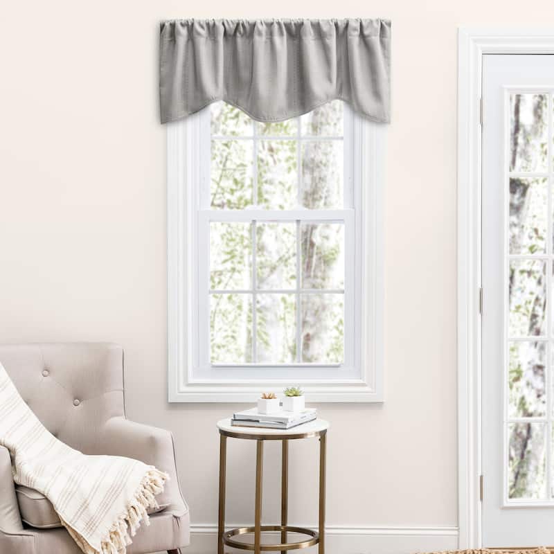 Grand Pointe Elegant Dotted Rod Pocket M-Shaped Curtain Valance - 54"W x 17"L - Smoke
