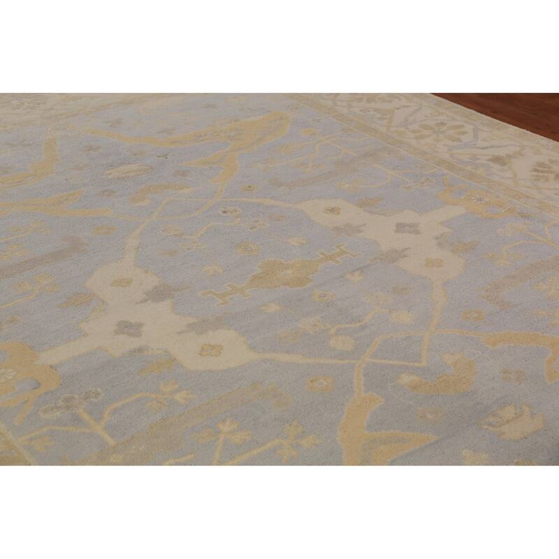 Oushak Indian Area Rug Hand-Knotted Nursery Wool Carpet - 9'4"x 11'8"