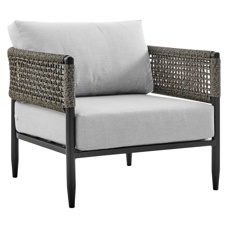 Alegria 4 Piece Outdoor Black Aluminum & Grey Cushion Seating Set